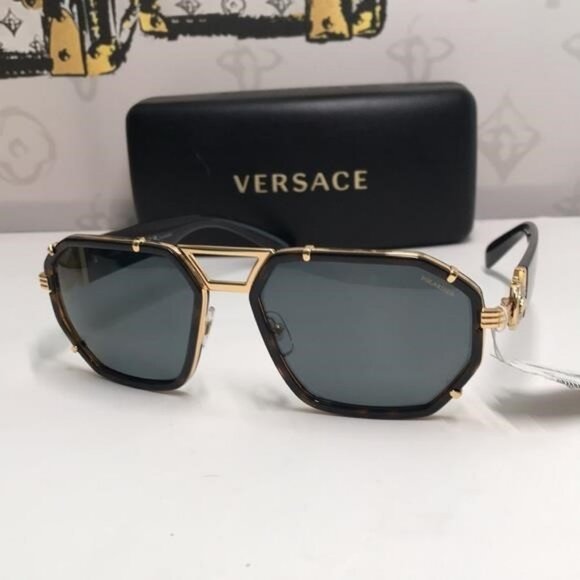 NEW AUTHENTIC Versace Black and Gold Sunglasses. VE2228 - Picture 6 of 13